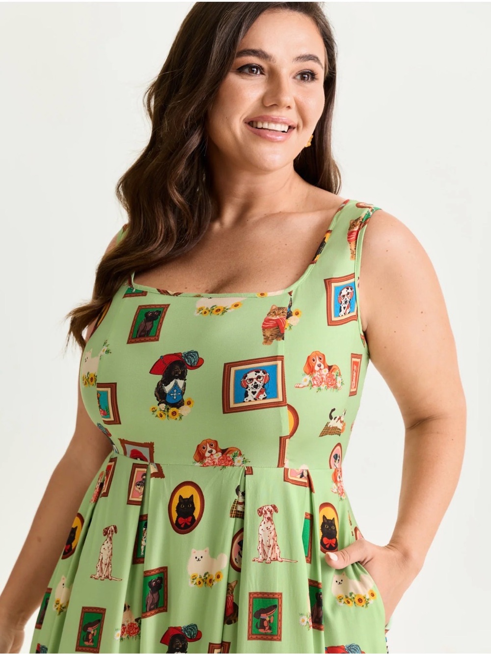 BloomChic Light Green Printed Midi Dress - Picture 3 of 4